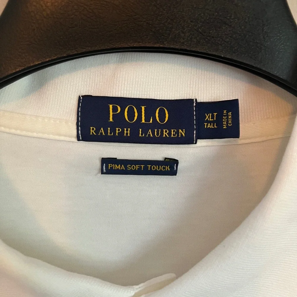 Polo Ralph Lauren White Pima Soft Touch Cotton Polo Shirt Mens XLT Tall Pony